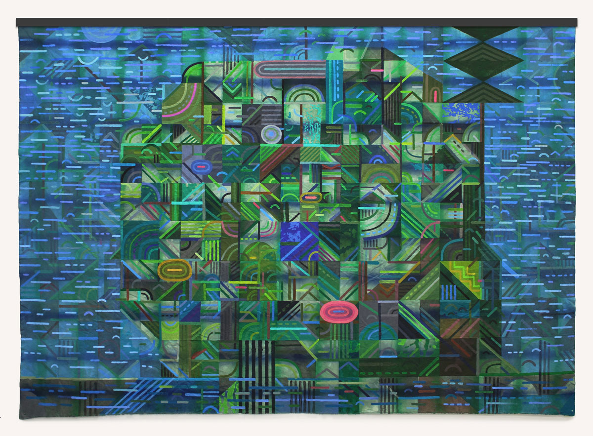 An abstract landscape painting.