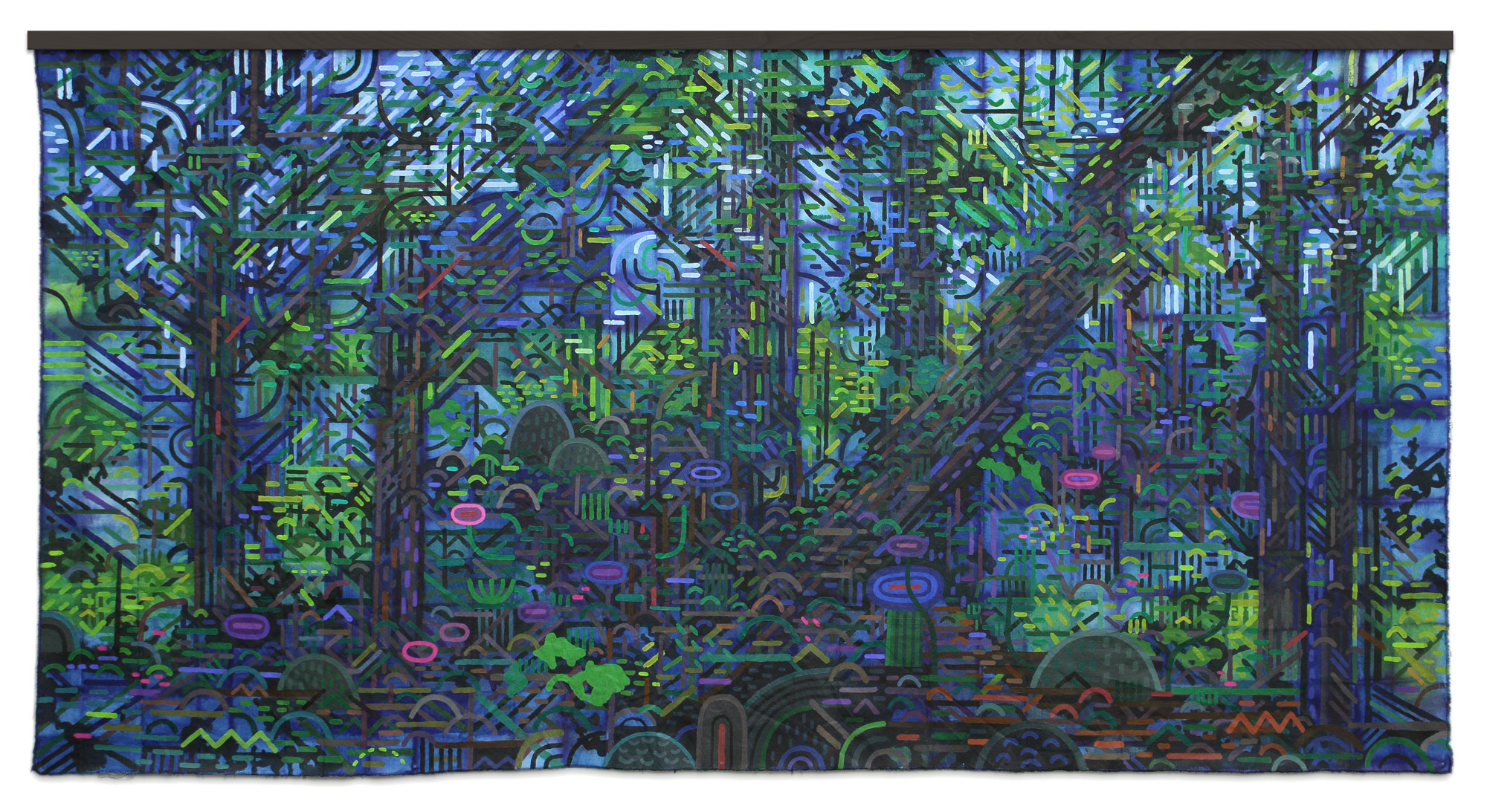 An abstract landscape painting.